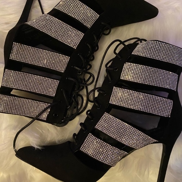 Rhinestone Lace Up Booties - Picture 11 of 12